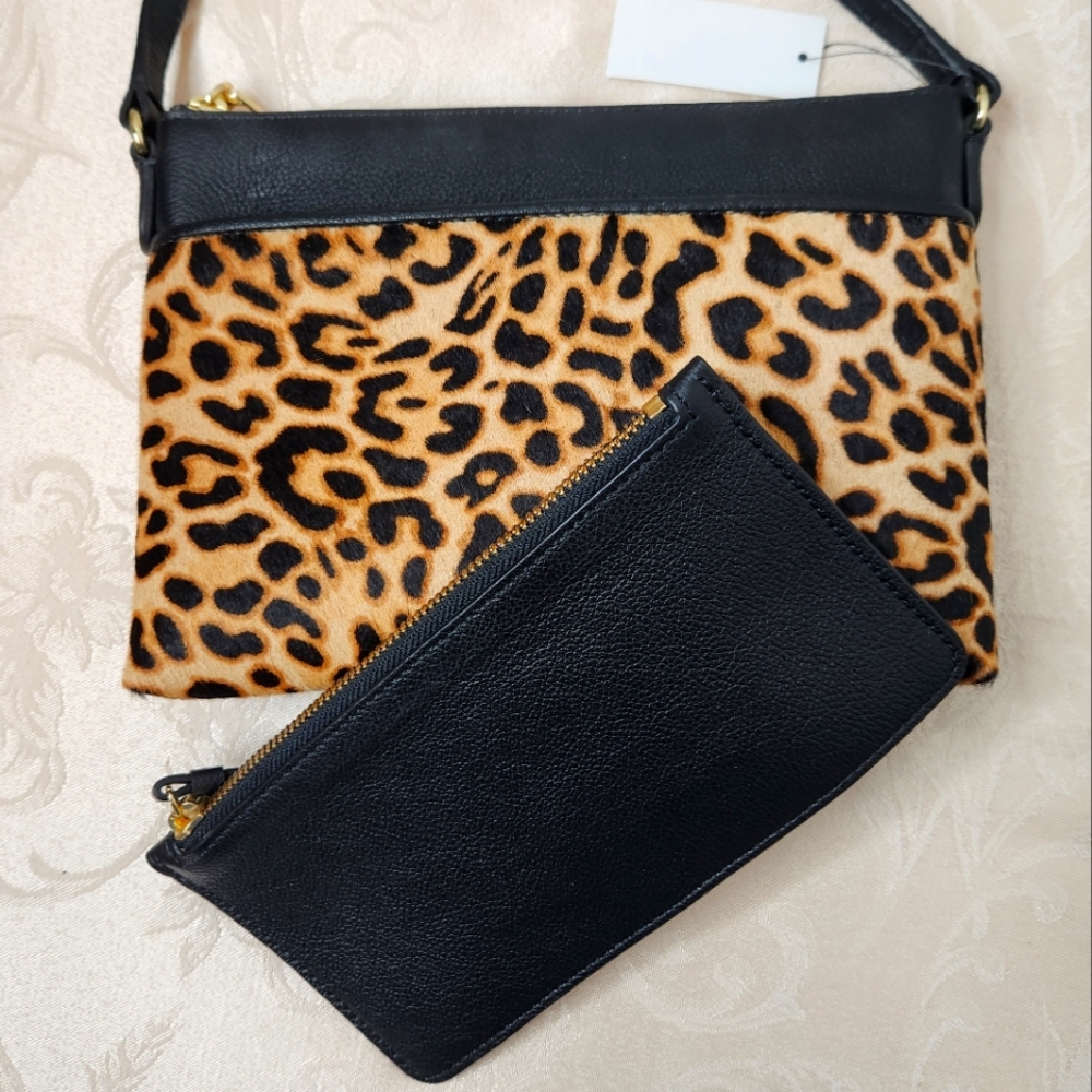 Talbots Calf Hair Cheetah Animal Print Crossbody NWT - Picture 2 of 13